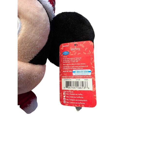 Christmas Disney Mickey Mouse Snowflakes Red And White Plush - Picture 9 of 10
